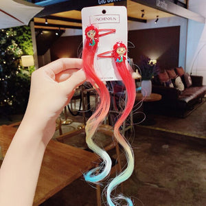 New Girls Colorful Wig Laser Tinsel Hair Party Princess Hair Clips for Girls Kids Cosplay Headdress Hair Accessories Headwear
