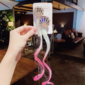 New Girls Colorful Wig Laser Tinsel Hair Party Princess Hair Clips for Girls Kids Cosplay Headdress Hair Accessories Headwear
