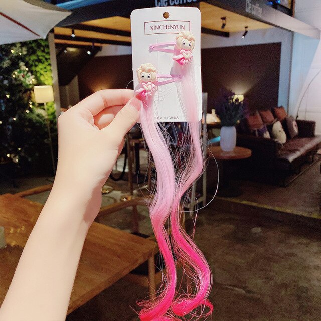 New Girls Colorful Wig Laser Tinsel Hair Party Princess Hair Clips for Girls Kids Cosplay Headdress Hair Accessories Headwear