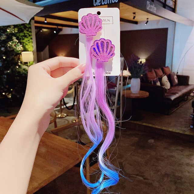 New Girls Colorful Wig Laser Tinsel Hair Party Princess Hair Clips for Girls Kids Cosplay Headdress Hair Accessories Headwear