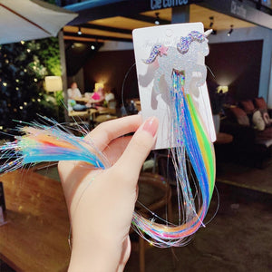 New Girls Colorful Wig Laser Tinsel Hair Party Princess Hair Clips for Girls Kids Cosplay Headdress Hair Accessories Headwear