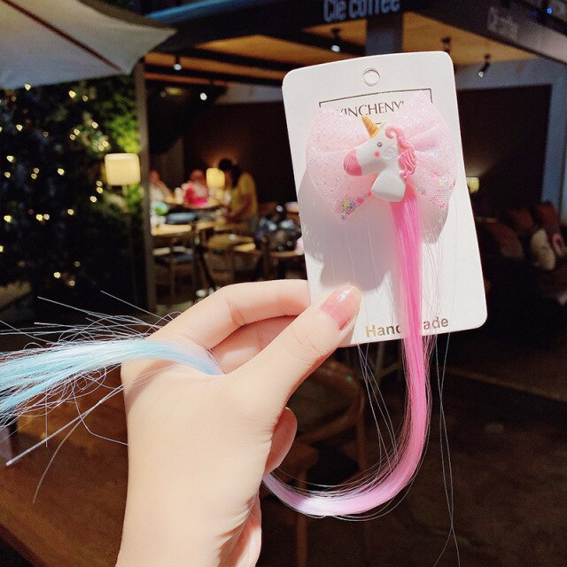 New Girls Colorful Wig Laser Tinsel Hair Party Princess Hair Clips for Girls Kids Cosplay Headdress Hair Accessories Headwear