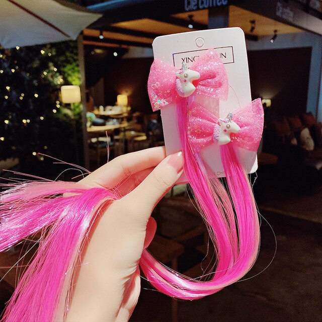 New Girls Colorful Wig Laser Tinsel Hair Party Princess Hair Clips for Girls Kids Cosplay Headdress Hair Accessories Headwear