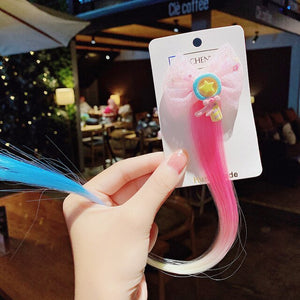 New Girls Colorful Wig Laser Tinsel Hair Party Princess Hair Clips for Girls Kids Cosplay Headdress Hair Accessories Headwear