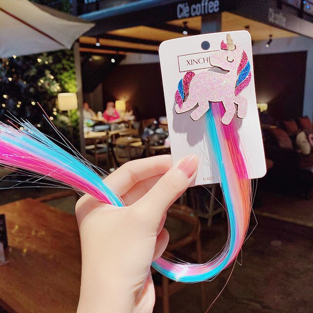 New Girls Colorful Wig Laser Tinsel Hair Party Princess Hair Clips for Girls Kids Cosplay Headdress Hair Accessories Headwear