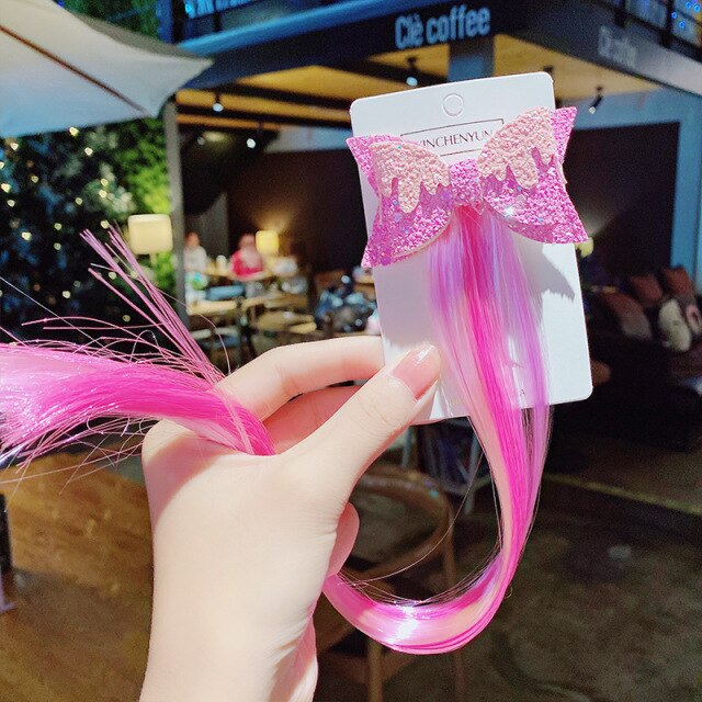 New Girls Colorful Wig Laser Tinsel Hair Party Princess Hair Clips for Girls Kids Cosplay Headdress Hair Accessories Headwear