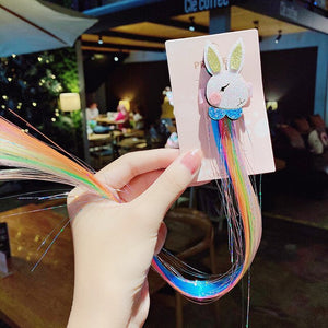 New Girls Colorful Wig Laser Tinsel Hair Party Princess Hair Clips for Girls Kids Cosplay Headdress Hair Accessories Headwear