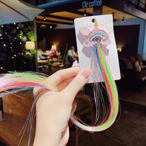 New Girls Colorful Wig Laser Tinsel Hair Party Princess Hair Clips for Girls Kids Cosplay Headdress Hair Accessories Headwear