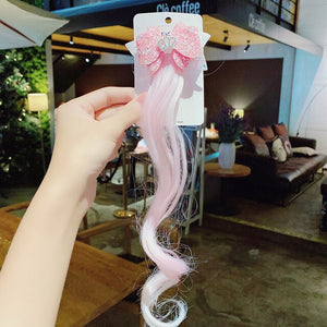 New Girls Colorful Wig Laser Tinsel Hair Party Princess Hair Clips for Girls Kids Cosplay Headdress Hair Accessories Headwear