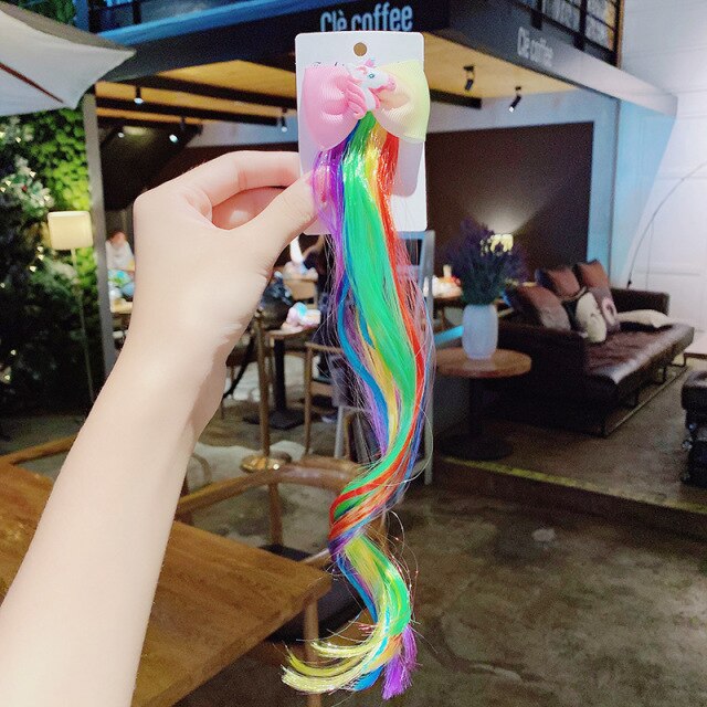 New Girls Colorful Wig Laser Tinsel Hair Party Princess Hair Clips for Girls Kids Cosplay Headdress Hair Accessories Headwear