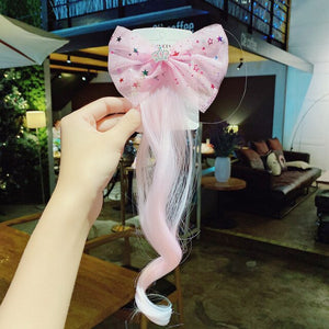New Girls Colorful Wig Laser Tinsel Hair Party Princess Hair Clips for Girls Kids Cosplay Headdress Hair Accessories Headwear