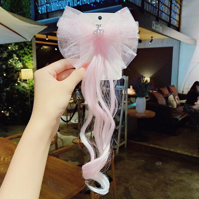 New Girls Colorful Wig Laser Tinsel Hair Party Princess Hair Clips for Girls Kids Cosplay Headdress Hair Accessories Headwear