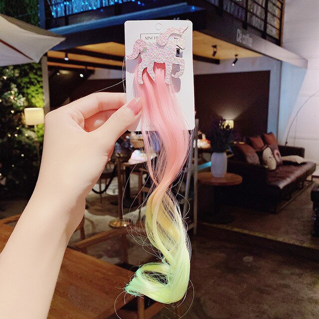 New Girls Colorful Wig Laser Tinsel Hair Party Princess Hair Clips for Girls Kids Cosplay Headdress Hair Accessories Headwear