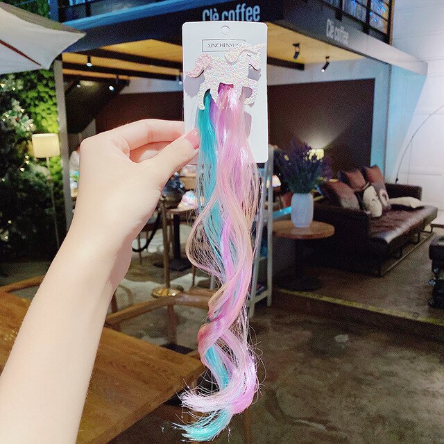 New Girls Colorful Wig Laser Tinsel Hair Party Princess Hair Clips for Girls Kids Cosplay Headdress Hair Accessories Headwear