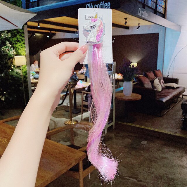 New Girls Colorful Wig Laser Tinsel Hair Party Princess Hair Clips for Girls Kids Cosplay Headdress Hair Accessories Headwear