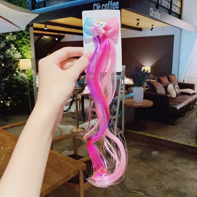 New Girls Colorful Wig Laser Tinsel Hair Party Princess Hair Clips for Girls Kids Cosplay Headdress Hair Accessories Headwear