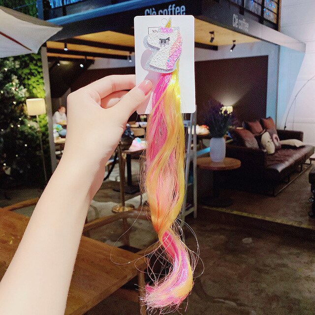 New Girls Colorful Wig Laser Tinsel Hair Party Princess Hair Clips for Girls Kids Cosplay Headdress Hair Accessories Headwear