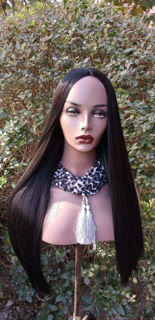 Silky Straight Lace Front Wig Synthetic Natural Black For Black Women Cosplay Glueless Long Heat Resistant Daily Wig Baby Hair