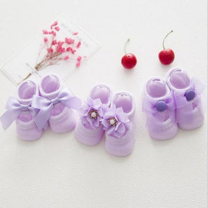3 Pairs/Lot Lace Flower Newborn Baby Socks Cotton Anti-Slip Kids Floor Socks Bow toddler Girl Socks Spring Girls Gift sokken