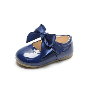 Spring Autumn Baby Girls Shoes Cute Bow Patent Leather Princess Shoes Solid Color Kids Gilrs Dancing Shoes First Walkers SMG104