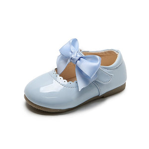 Spring Autumn Baby Girls Shoes Cute Bow Patent Leather Princess Shoes Solid Color Kids Gilrs Dancing Shoes First Walkers SMG104