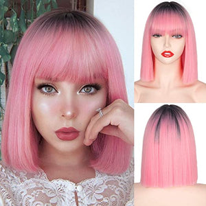 Long Straight Wine Red Wig With Bangs Synthetic Hair Wigs Bang With Wig For Women Wine Red Heat Resistant Wigs