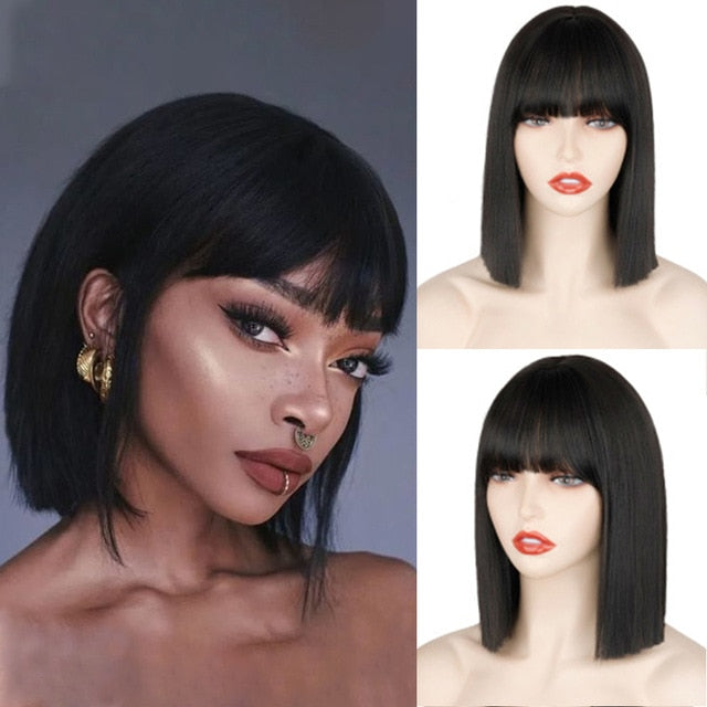 Long Straight Wine Red Wig With Bangs Synthetic Hair Wigs Bang With Wig For Women Wine Red Heat Resistant Wigs
