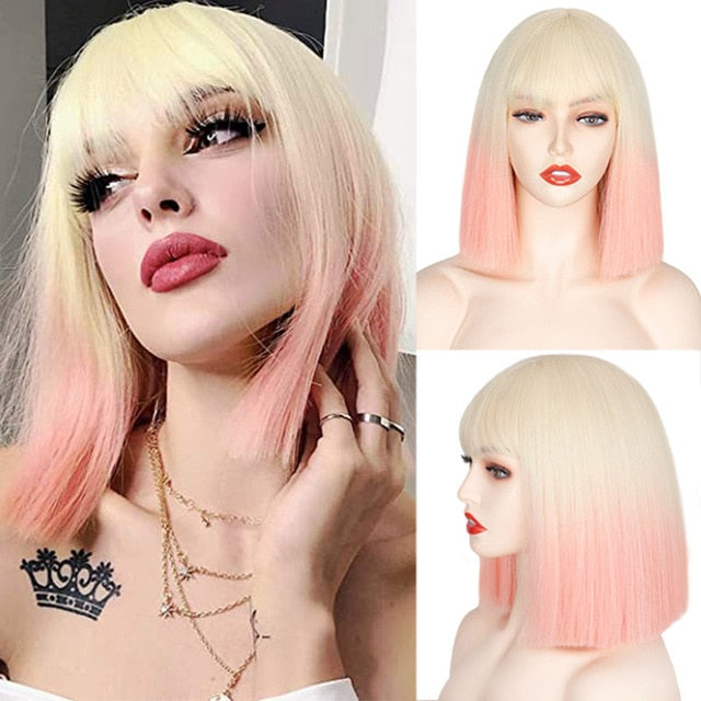 Long Straight Wine Red Wig With Bangs Synthetic Hair Wigs Bang With Wig For Women Wine Red Heat Resistant Wigs