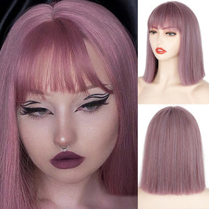 Long Straight Wine Red Wig With Bangs Synthetic Hair Wigs Bang With Wig For Women Wine Red Heat Resistant Wigs