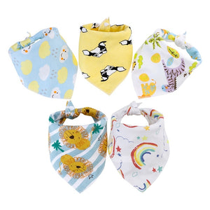 5pcs Baby Bibs Cotton Bandana Bibs Baby Feeding Infant Teething Bibs Cartoon Saliva Towel Baby Eating Accessory Baby Stuff
