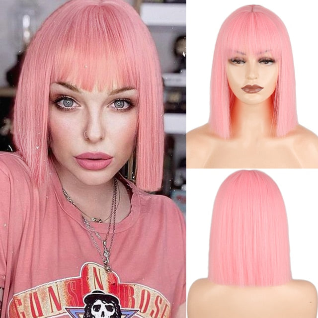 Long Straight Wine Red Wig With Bangs Synthetic Hair Wigs Bang With Wig For Women Wine Red Heat Resistant Wigs