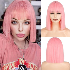 Long Straight Wine Red Wig With Bangs Synthetic Hair Wigs Bang With Wig For Women Wine Red Heat Resistant Wigs
