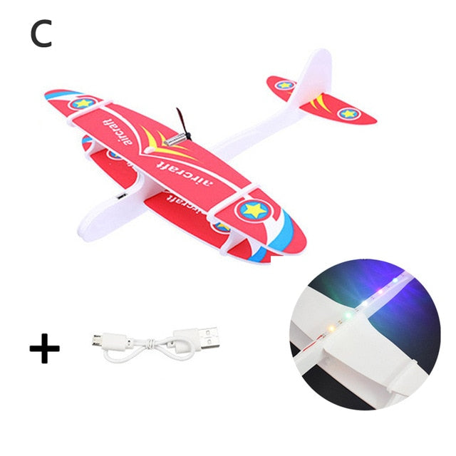 DIY Foam Glider Slingshot Airplane Model Toys for Children Boys Outdoor Interactive Game Assembled Rubber Band Aircraft Game