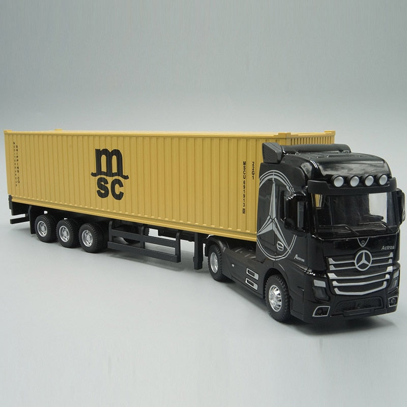 1:50 Diecast Metal Model Toy Container truck Pull Back With Sound & Light