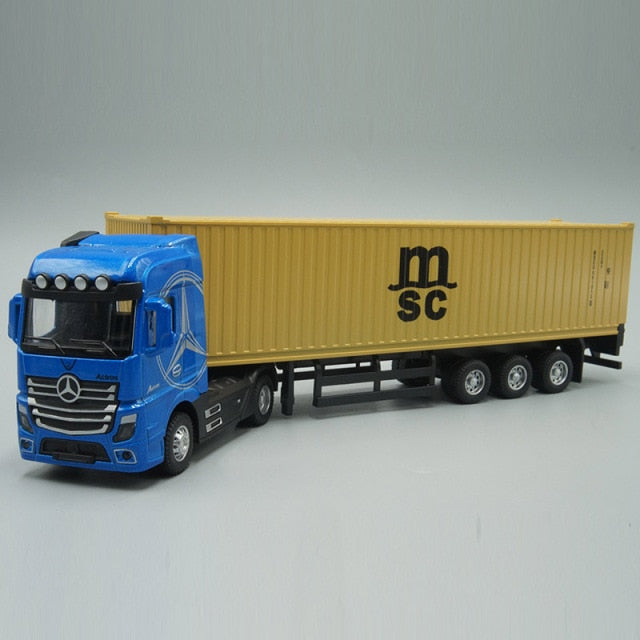1:50 Diecast Metal Model Toy Container truck Pull Back With Sound & Light