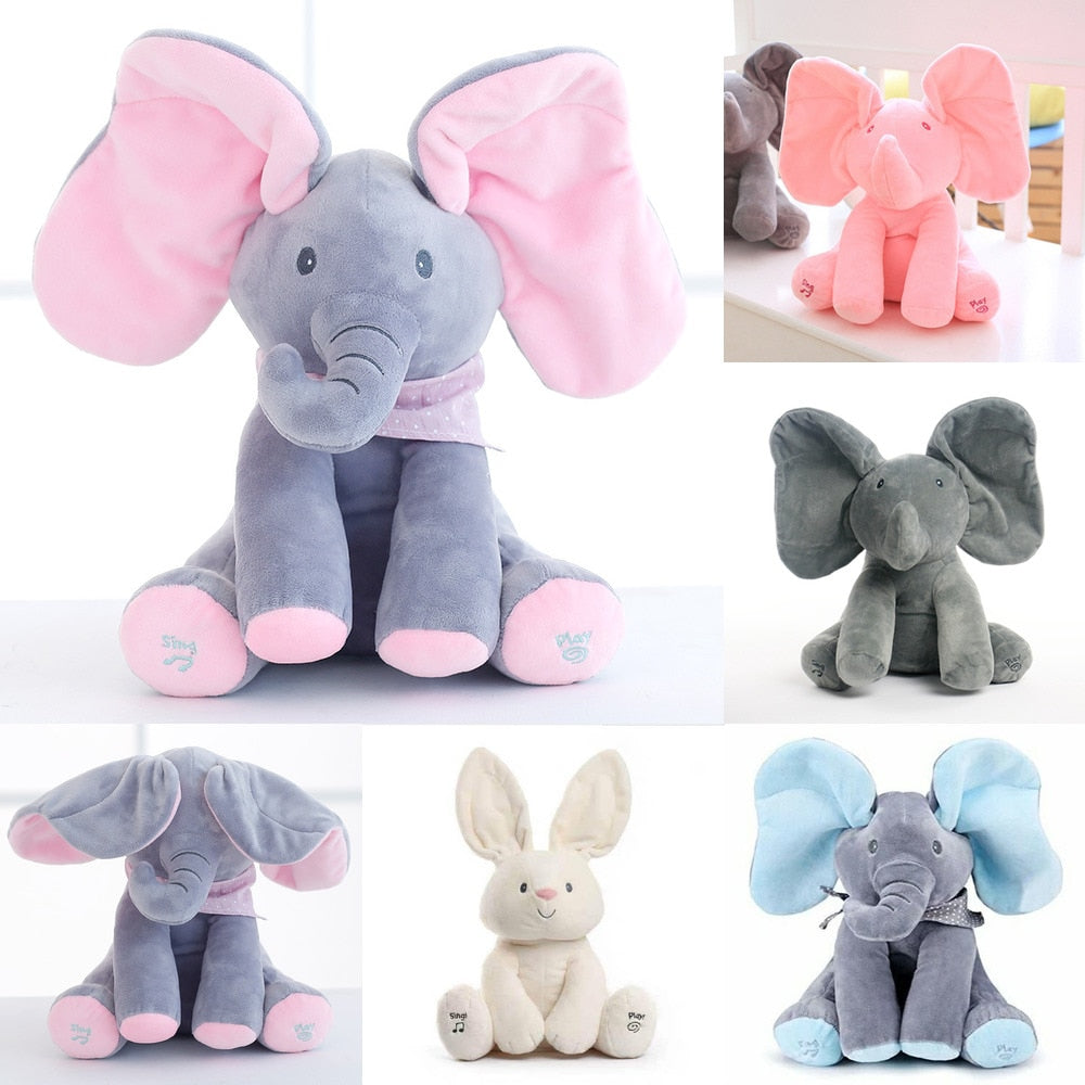 Robots Pet Elephant Electric Toys Ears Move Music Baby Animal Hide And Seek Cat Soothing Doll Elephant Dog Rabbit Plush Toy Kids
