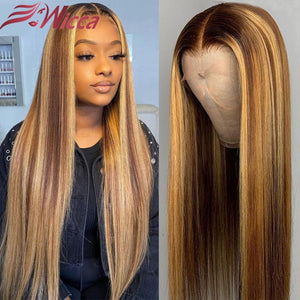 Highlight Blonde 30 inches Lace Front Wig Brazilian Remy Human hair Wigs For Women Straight 13x4 Lace Front Human Hair Wigs
