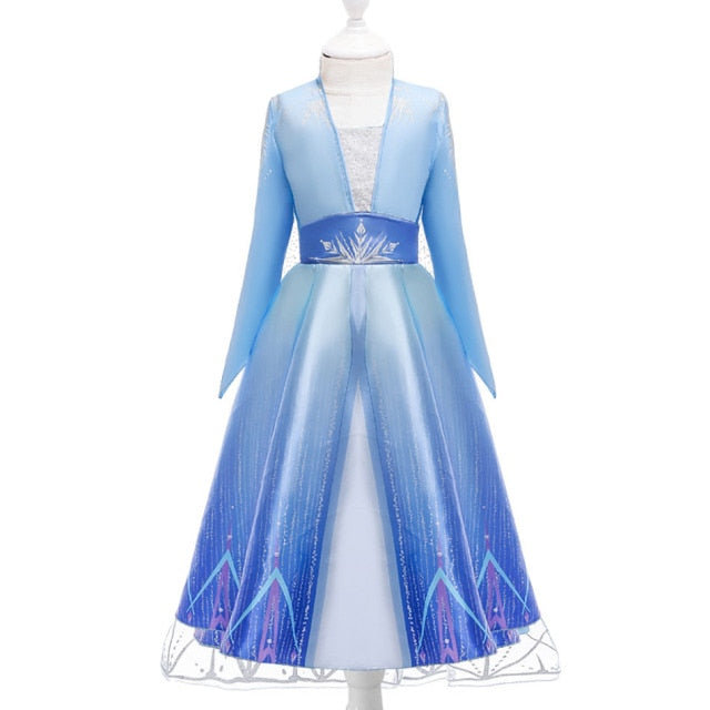Muababy Elsa 1&2 Princess Dresses for Girls Fever Green Floral Maxi Dress Winter Robe Queen Anna Coronation Gown Elsa Party Wear