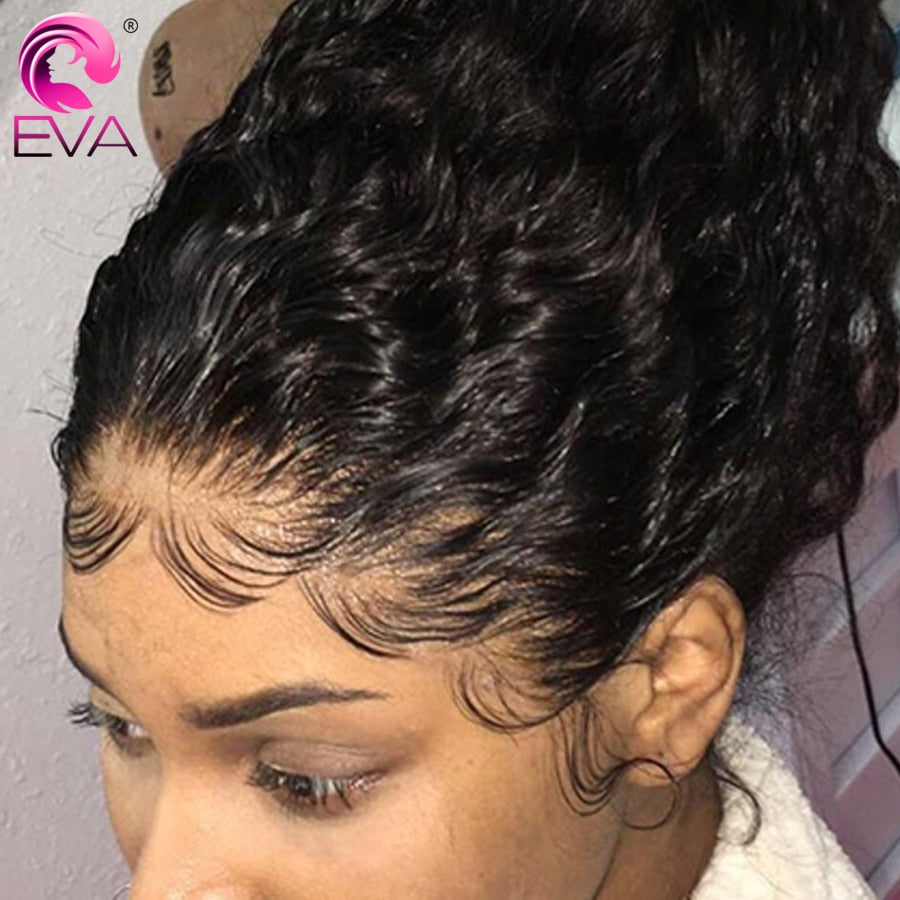 Glueless Curly Lace Front Human Hair Wigs Pre Plucked 250% Density Lace Front Wigs For Women 4x4 HD Lace Closure Wig Eva Hair