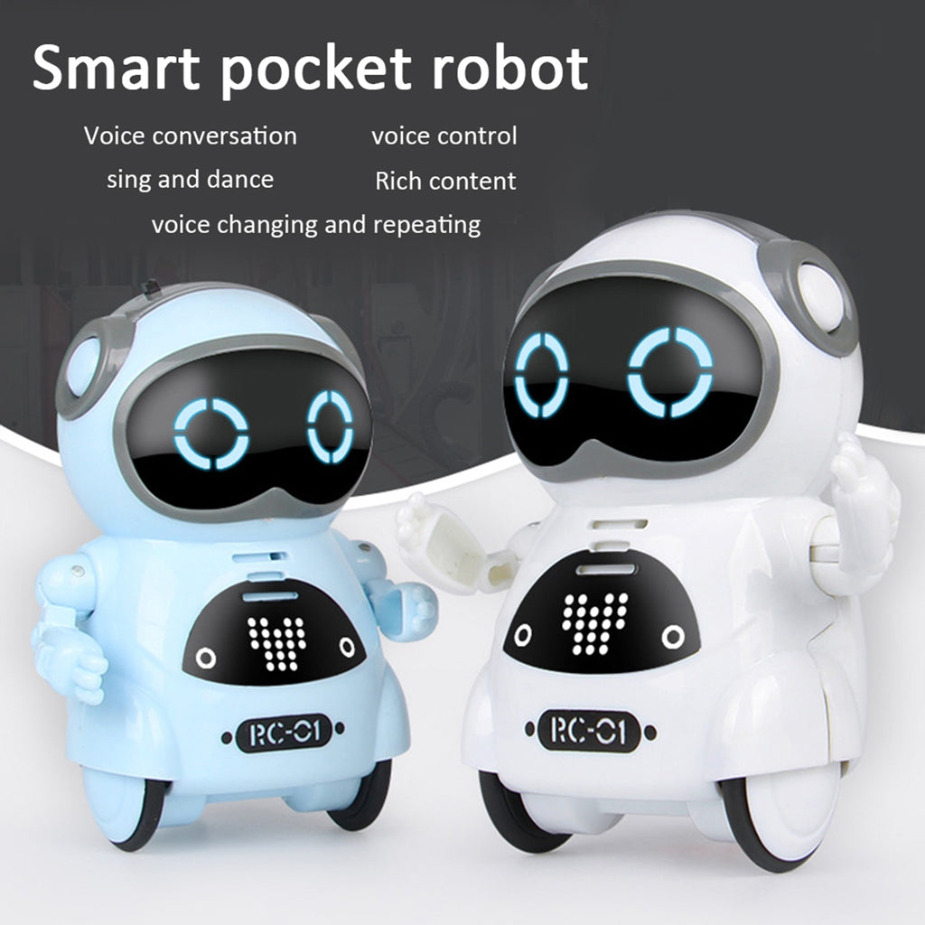 RC Pocket Robot Talking Interactive Dialogue Voice Recognition Record Singing Dancing Telling Story Mini RC Robot Toys Gift