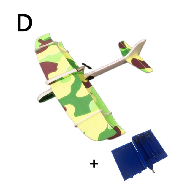 DIY Foam Glider Slingshot Airplane Model Toys for Children Boys Outdoor Interactive Game Assembled Rubber Band Aircraft Game