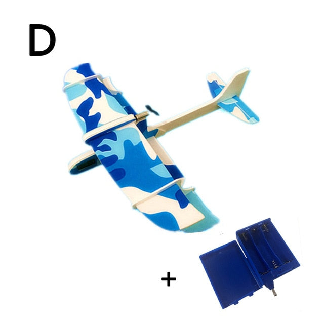 DIY Foam Glider Slingshot Airplane Model Toys for Children Boys Outdoor Interactive Game Assembled Rubber Band Aircraft Game