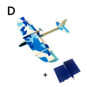 DIY Foam Glider Slingshot Airplane Model Toys for Children Boys Outdoor Interactive Game Assembled Rubber Band Aircraft Game