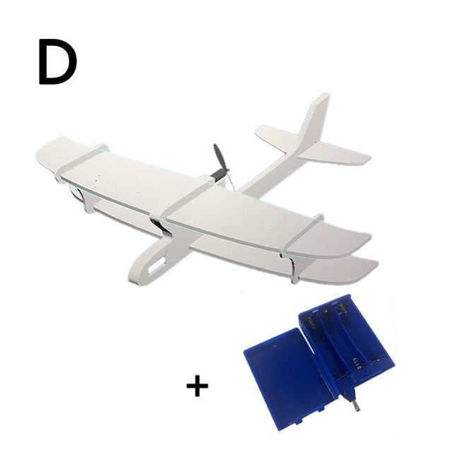 DIY Foam Glider Slingshot Airplane Model Toys for Children Boys Outdoor Interactive Game Assembled Rubber Band Aircraft Game