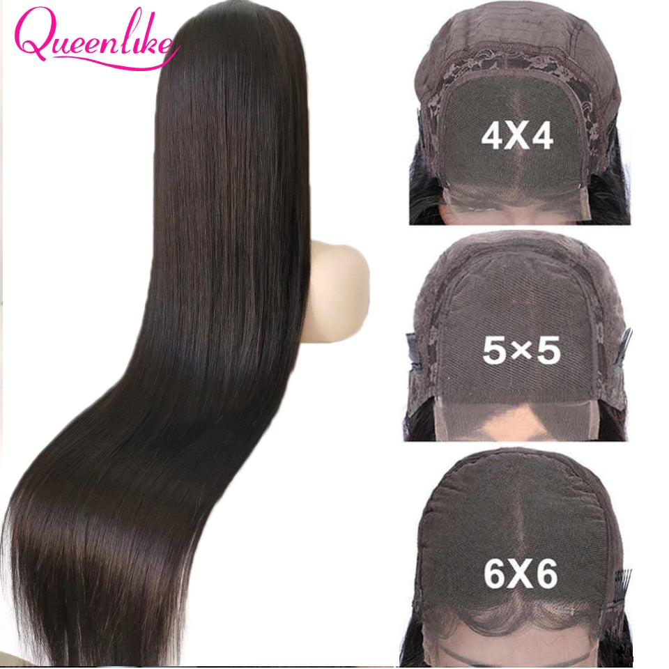 40 42 Inch Brazilian Straight 5x5 6x6 Closure Wig For Black Women 13x6 HD Lace Frontal Bone Straight Lace Front Human Hair Wigs