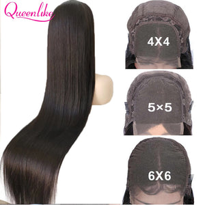 40 42 Inch Brazilian Straight 5x5 6x6 Closure Wig For Black Women 13x6 HD Lace Frontal Bone Straight Lace Front Human Hair Wigs