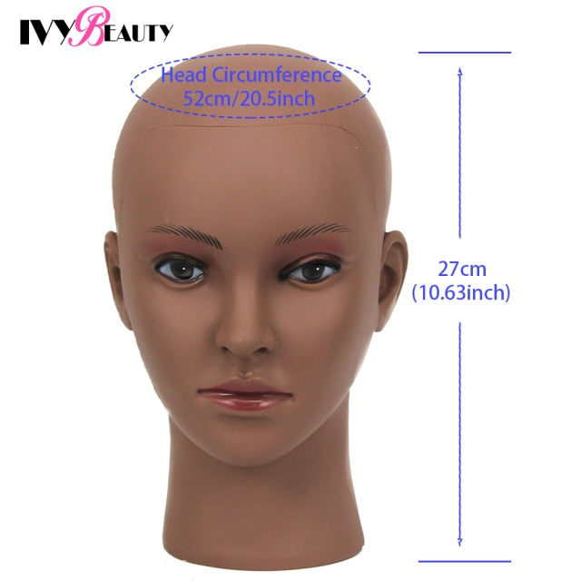 New Female Bald Mannequin Head Stand Holder Cosmetology Practice African Training  Manikin Head  For Hair Styling Wigs Making