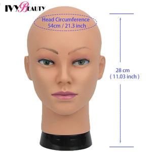 New Female Bald Mannequin Head Stand Holder Cosmetology Practice African Training  Manikin Head  For Hair Styling Wigs Making