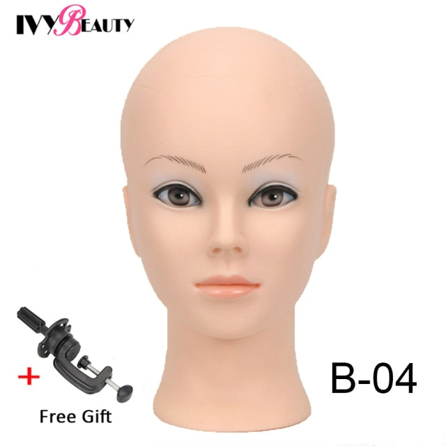 New Female Bald Mannequin Head Stand Holder Cosmetology Practice African Training  Manikin Head  For Hair Styling Wigs Making