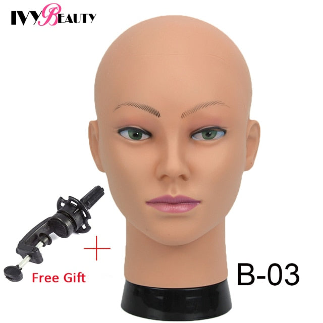 New Female Bald Mannequin Head Stand Holder Cosmetology Practice African Training  Manikin Head  For Hair Styling Wigs Making